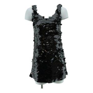 CYNTHIA ROWLEY - Sequin Black Solid Mini Dress